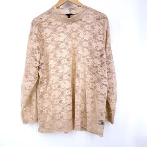 Torrid Sheer Stretch Lace Mock Neck Top Cream Romantic Cottagecore Boho Women 2